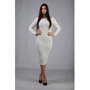 Теплое вязаное платье длинное XL, белый фотография