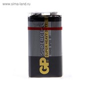 Батарейка солевая GP Supercell Super Heavy Duty, 6F22-1S, 9В, крона, спайка, 1 шт. фотография