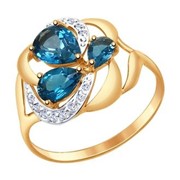 Кольцо из золота с синими топазами и фианитами (714755) фото