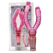 Розовый вагинально-анальный вибромассажёр Get Forked - 16,5 см. фото