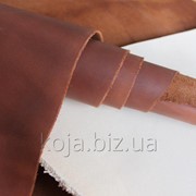 Натуральная кожа “Крейзи Хорс“ для обуви и кожгалантереи коричнево-красного цвета арт. СК 2104 фото