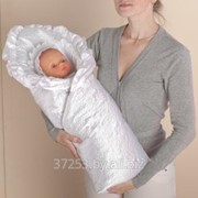 Одеяло-конверт для новорождённых на выписку из роддома Атлас / арт.27 фото