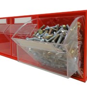 Короб откидной FOX-105 (600 х 214 х 240h)мм, 3 ячейки, красный / прозрачный фотография