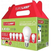 Лампы EUROLAMP LED ЕКО A60 8W E27 4000K 6 in 1 (16) Промо-набор фотография