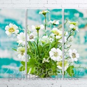 Модульна картина на полотні Квіти в вазі на фоні фарбованої стіни код КМ100150-065 фото