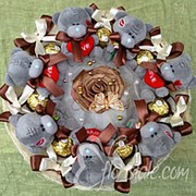 Букет из мишек Тедди и конфет ferrero Rosher “Роскошь“ фотография