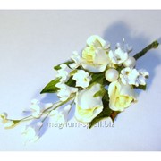 Фигурка из мастики Букет авторский "Веточка розы" d 215 цвет: белый