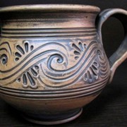 Глиняная чашка с декором на 0,25 л. фото