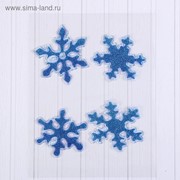 Наклейка на стекло “Синие снежинки“ (набор 4 шт) 8х8,5 см фото