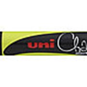 Маркер для окон и стеклянных поверхностей UNI Chalk PWE-5M, 1,8-2,5мм, флуор-желтый фотография