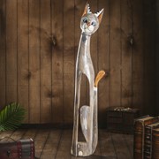 Сувенир дерево “Кошка с ошейником из страз и ромбиком“ 100х16х7 см фото