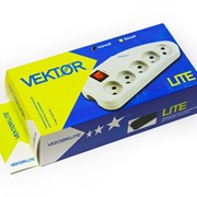 Сетевой фильтр Vektor LITE 2.2кВт светло-серый 3м (для бытовой техники б/з) фотография