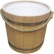 Ведро для бани и сауны деревянное с пластиковым вкладышем на 15 литров