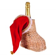 Упаковка для шампанского Валенок из лозы большой с колпаком Санты фото