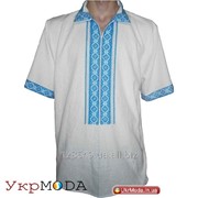 Вышитая сорочка мужская с откладным воротником - ручная вышивка (00307) фото