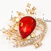 Брошь ''Крупный камень'' с цветными мелкими камнями и стразами,( 5 см) 222093(1) фото