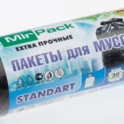 Пакеты для мусора рулон ПНД 30л, MIRPACK - "STANDART", 30шт,9 мкм