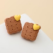 Серьги пластик 'Вкусности' печенюшка, цвет коричнево-жёлтый фото
