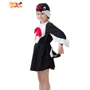 Карнавальный костюм “Сорока“, шапка, кофта, юбка с хвостом, 3-5 лет, рост 104-116 см фото