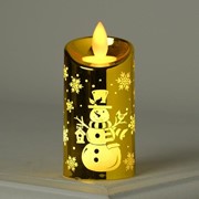 Фигура световая 'Свеча золото снеговик', 9х5х5 см, от батареек 3xAG13 (в компл.) Т/БЕЛЫЙ фото