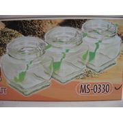 Посуда стеклянная банки “STENSON“ стекло с ложечкоми 3шт/наб 350ml 8*9.5cm MS-0330 (24наб) фото