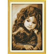Набор для вышивания “Девочка с котом“ R321 фотография