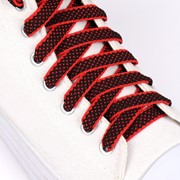 Шнурки для обуви, пара, плоские, 10 мм, 120 см, цвет чёрный/красный фотография
