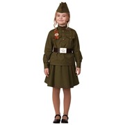 Карнавальный костюм Батик Костюм на 9 мая солдатка в юбке детский (хлопок), 32 (122 см) фотография