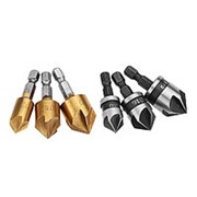 Drillpro 3шт / комплект 5 Флейты 90 Dgree резак фаски 1/4 хвостовик 12/16 / 19мм зенковка Дрель бит Набор фото