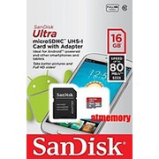 Sandisk Ultra microSDHC Class 10 UHS Class 1 30MB/s 16GB + SD adapter