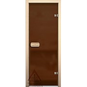 Дверь для сауны и бани АКМА Aspen 8х20 (матовая бронза, коробка осина) фото
