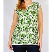 Блузка белая с зеленой вышивкой, 44-50 размеры