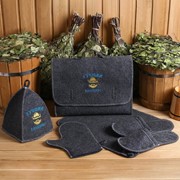 Набор банный портфель 5 предметов “Луший банщик“, серый фото