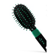 Массажная расческа для расчёсывания волос любой длины черная с зеленой вставкой 6 шт фото