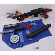 Полицейский набор 6688-1 ружье, присоски, дубинка, нож, мишень, в пакете 18см фото