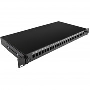 Патч-панель 24 порта SC-Simpl./LC-Dupl./E2000, пустая, кабельные вводы для 2xPG13.5 и 2xPG16, 1U, черная фото