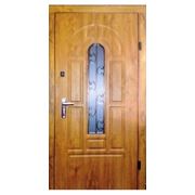 Входная дверь со стеклопакетом и ковкой цвет «Золотой дуб»