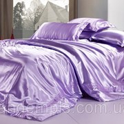 Комплект постельного белья атласный светло-фиолетовый, двуспальный КПБ фото