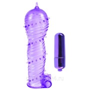 Фиолетовая вибронасадка Textured Sleeve Bullet - 14 см. фото