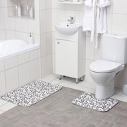 Набор ковриков для ванны и туалета Доляна «Галька», 2 шт: 45×50, 50×80 см