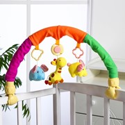 Дуга игровая музыкальная на коляску/кроватку «Слоники», 3 игрушки, цвет МИКС фотография