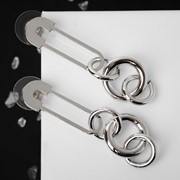 Серьги металл 'Булавки' на кольце, цвет серебро фото