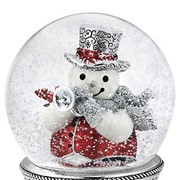 Снежный шар музыкальный Снеговик и птичка