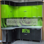 Кухни МДФ зелёная + ПРИНТ Роза зелёная фото