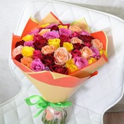 Розы разноцветные 7 шт 70 см фотография