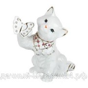 Сувенир ХК керамический “Кошка с бабочкой“, h-9см, арт.В2155 фото