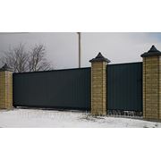 Выездные ворота, закрытые профнастилом 8000 грн. фото
