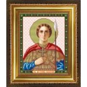 Икона ручной работы Святой Валерий вышитая бисером