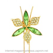 Кулон позолоченный “Цветок-подвеска“(зелёный) фото