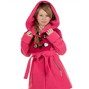 Демисезонное кашемировое пальто для девочки Букле с поясом фото